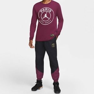 NEW JORDAN Paris Saint Germain Bordeaux Long Sleeve Tee Shirt Size Large Boys